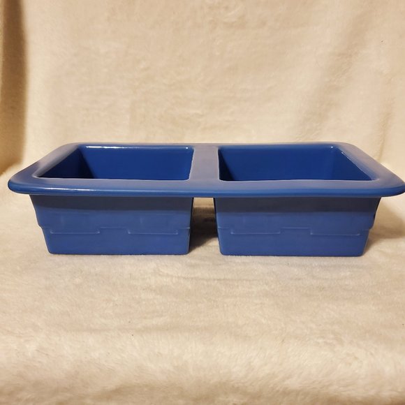 Longaberger Pottery Woven Traditions Blue Divided Dish - Picture 1 of 7